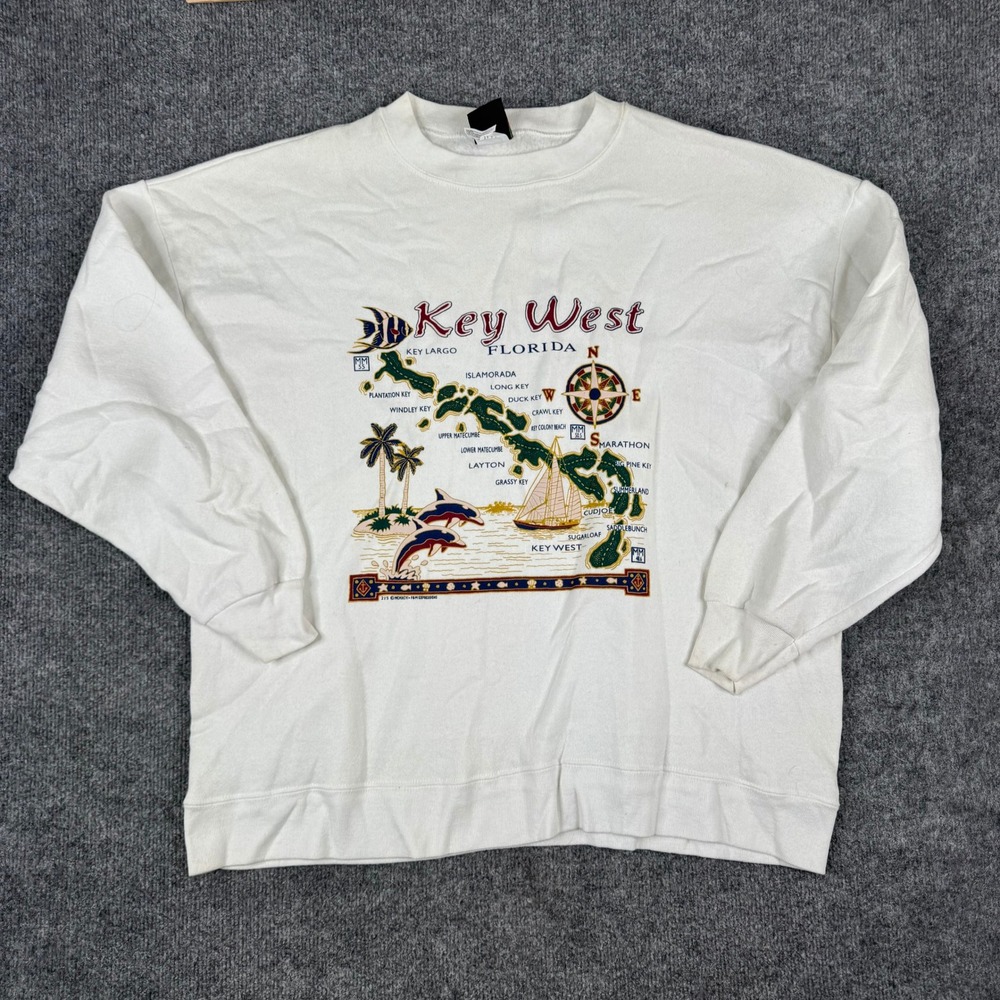 Mickey Unlimited Sweatshirt Mens L/XL White Key West Florida Vintage USA Made